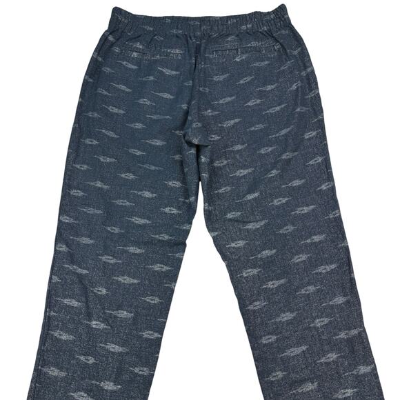 FREE PEOPLE Ikat Linen Blend Pull On Pants Sz XS Metallic Navy Blue - Picture 6 of 6